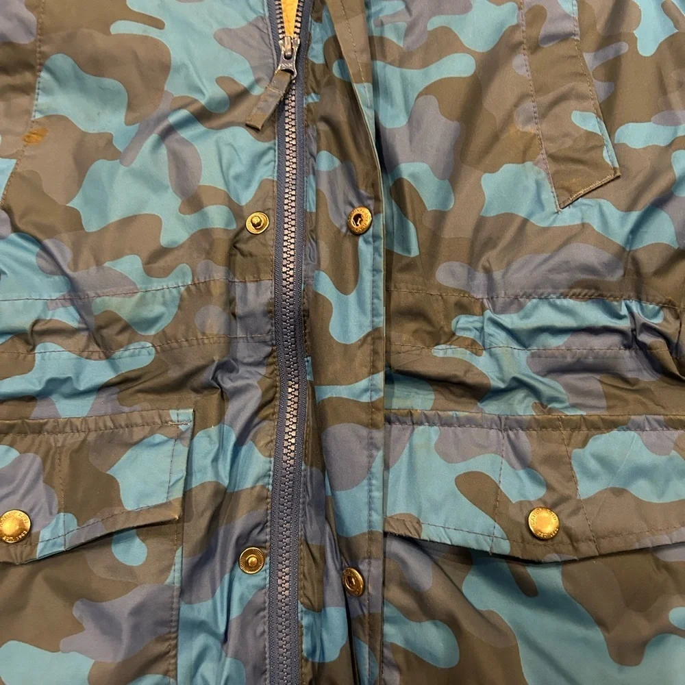 Lands End Kids Expedition Down Winter Parka Jacket Blue Camouflage Large 14/16